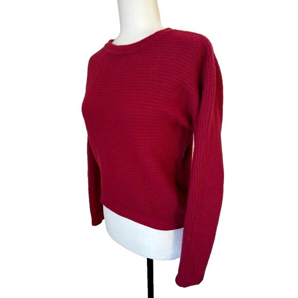 BIANCO & BLU Italy Sweater Size Small Merino Wool Cashmere Blend Ribbed Knit Red - Picture 4 of 7